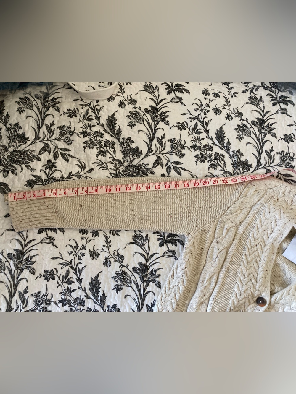 J. Jill Cream Cable-Knit Shawl Collar Cardigan - Picture 5 of 7